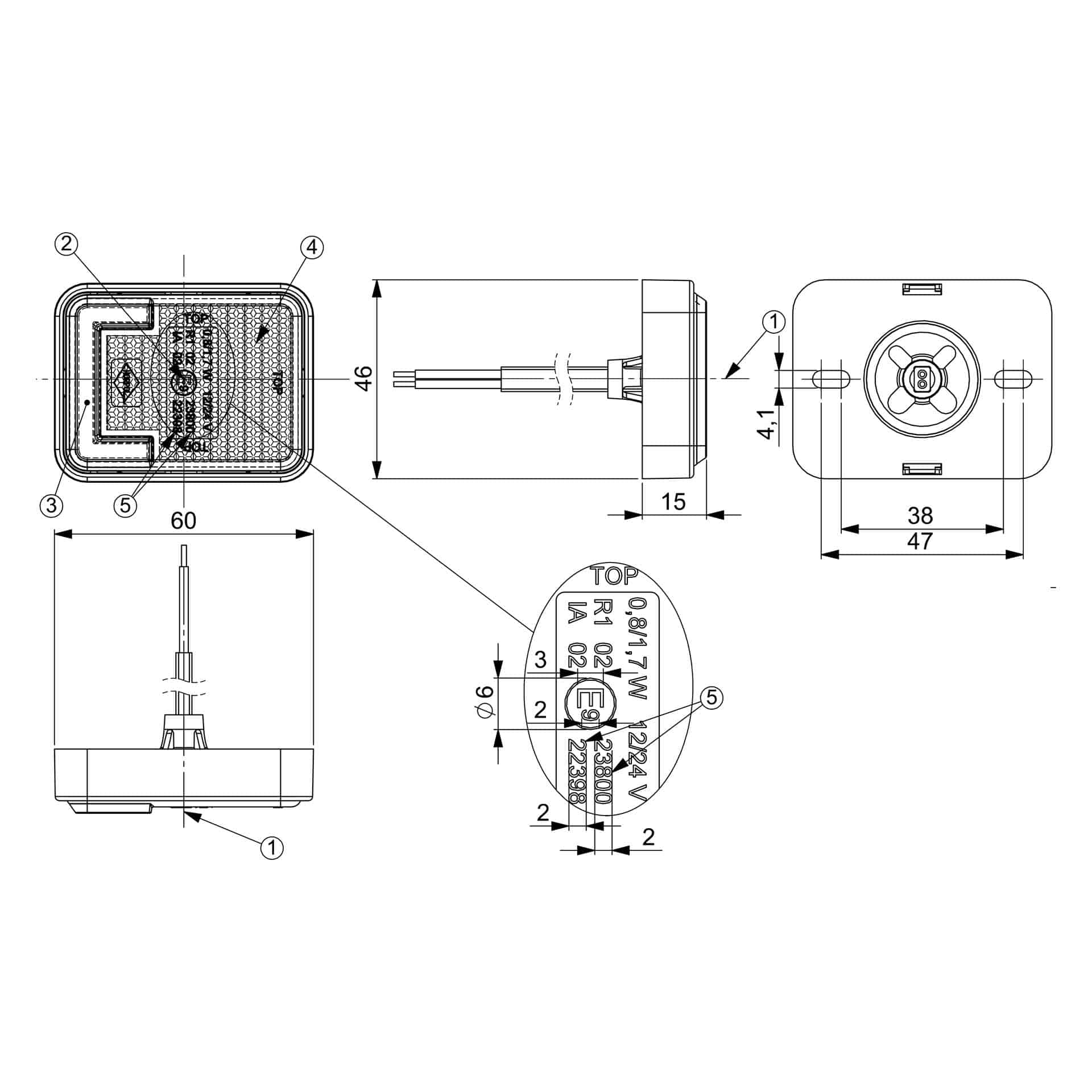 LED markeringslicht neon wit met beugel | 12-24v | 50cm. kabel | MV-3500W-MV-3500W-10