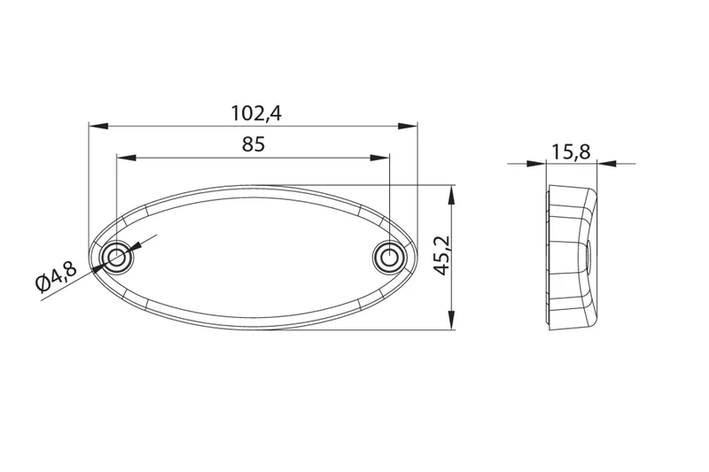 LED markeringslicht ovaal amber | 12-24v | 0