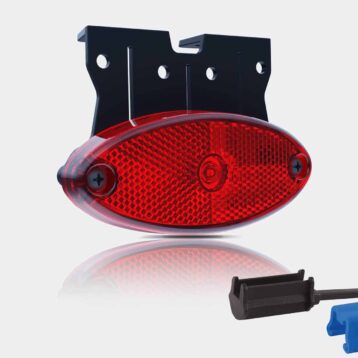 LED markeringslicht ovaal rood met steun | 12-24v | 0