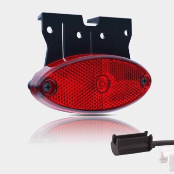 LED markeringslicht ovaal rood met steun | 12-24v | 1