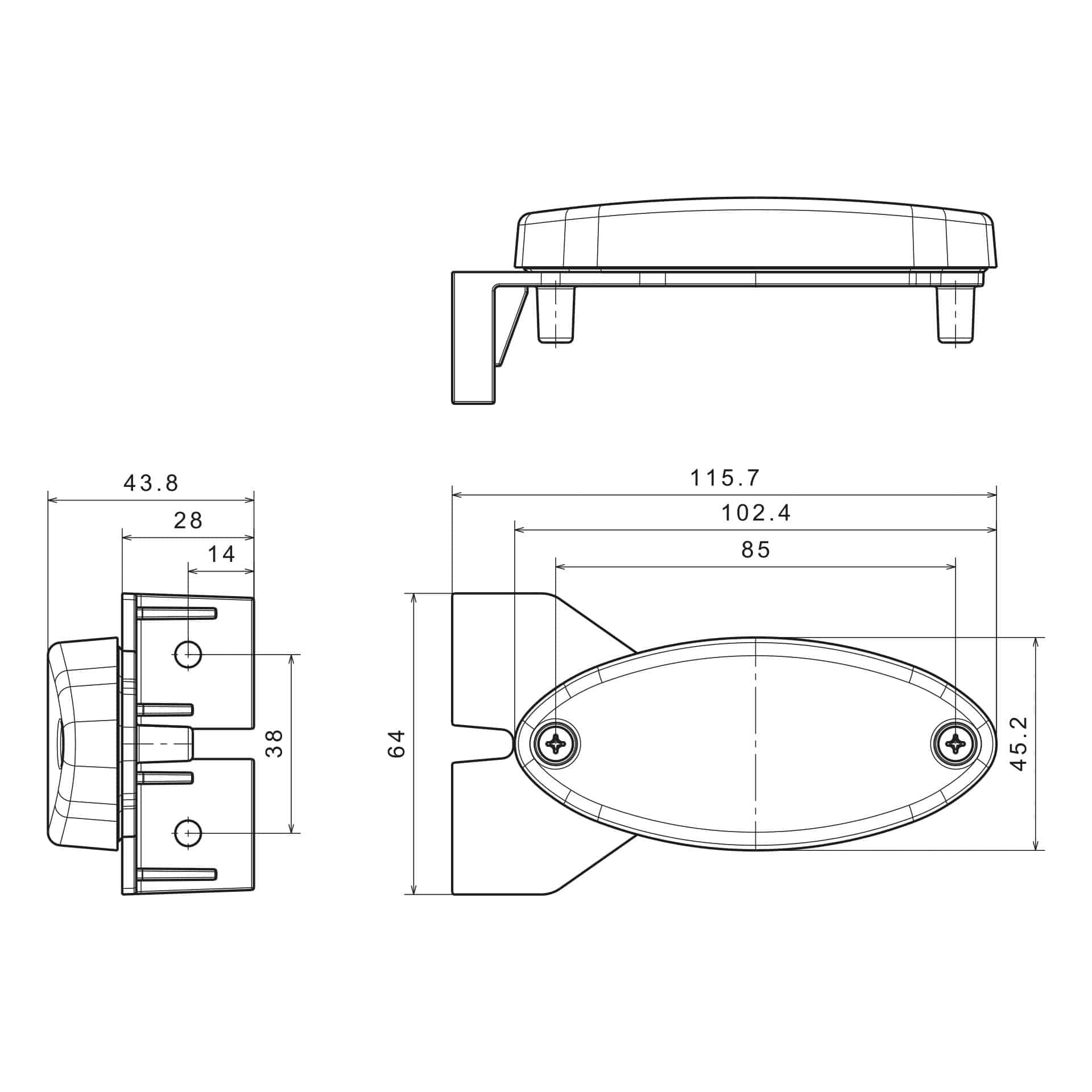 LED markeringslicht + steun ovaal rood 12-24v 50cm kabel | MV-5890R-MV-5890R-4
