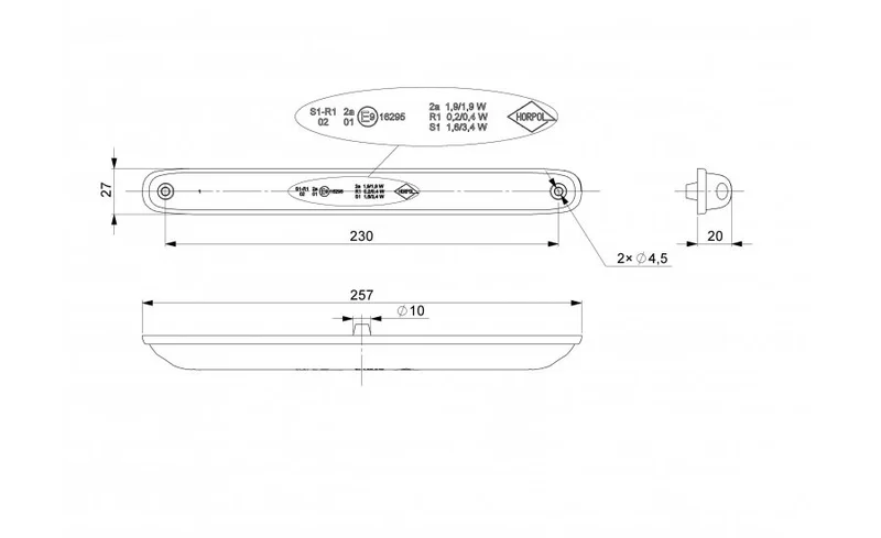 achterlicht slimline | 12-24v | 100cm. kabel | VRM-120-VRM-120-3