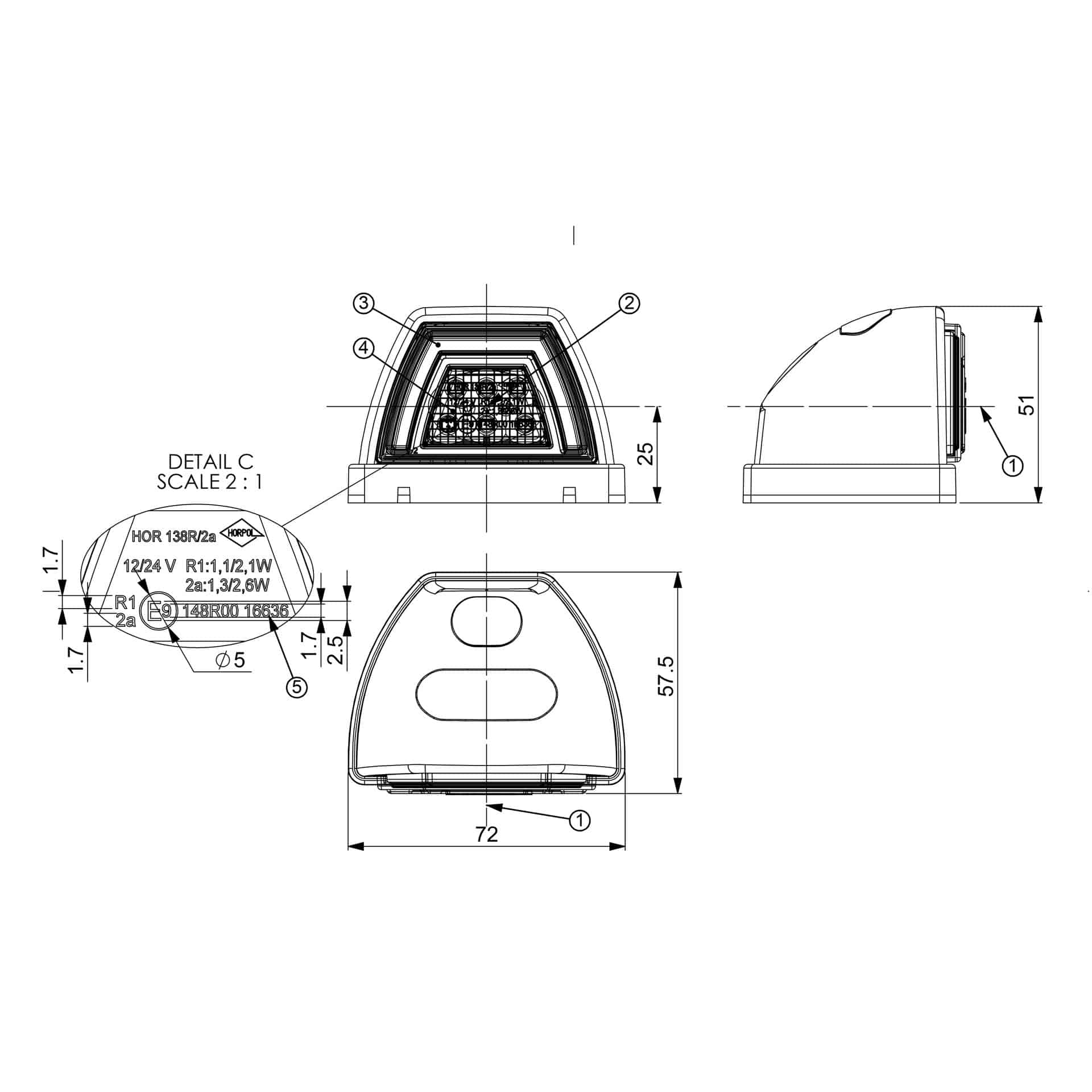 LED toplamp neon wit incl. knipperlicht 12-24v
