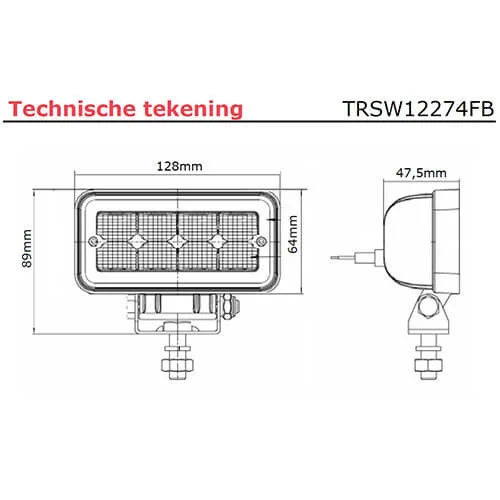 LED werklamp | 1136 lumen | 9-36v | 40cm. kabel | TRSW12274FB-TRSW12274FB-10
