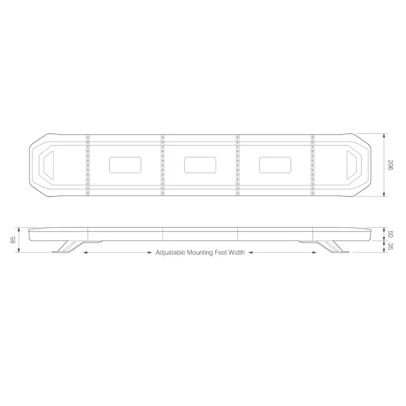 LED zwaailampbalk | R65 | 862mm | compleet flitsend | 10-30v | EQBT862R65A-EQBT862R65A-6