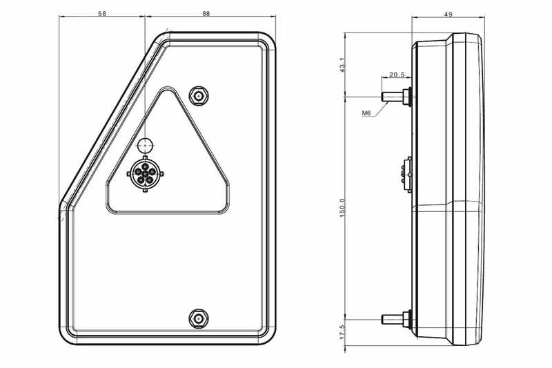 Links | LED achterlicht | canbusProof | driehoek model | 12v | 5-functie 5-PIN | VC-3301B5CAN-VC-3301B5CAN-9