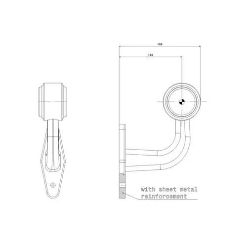 Links | LED breedtelamp met haakse steel | 12-24v | 0