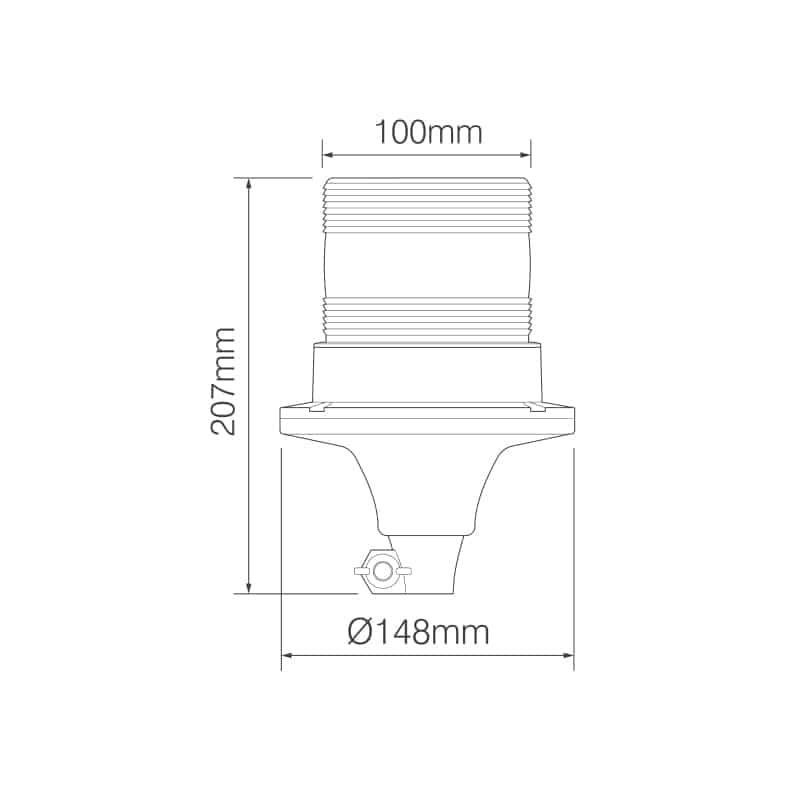 R10 LED flits-zwaailamp 10 - 30v met PC Flexi-DIN-voet-EQPR10ABM-FD-3