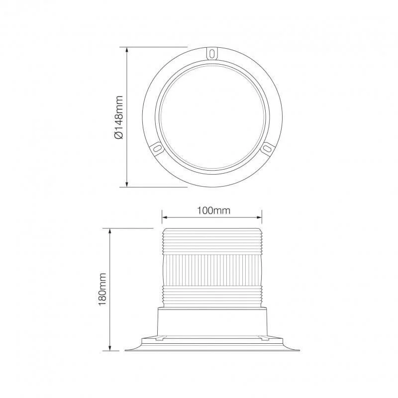 R10 LED flits-zwaailamp 10 - 30v met PC magneet-montagevoet | EQPR10ABM-MM-EQPR10ABM-MM-3
