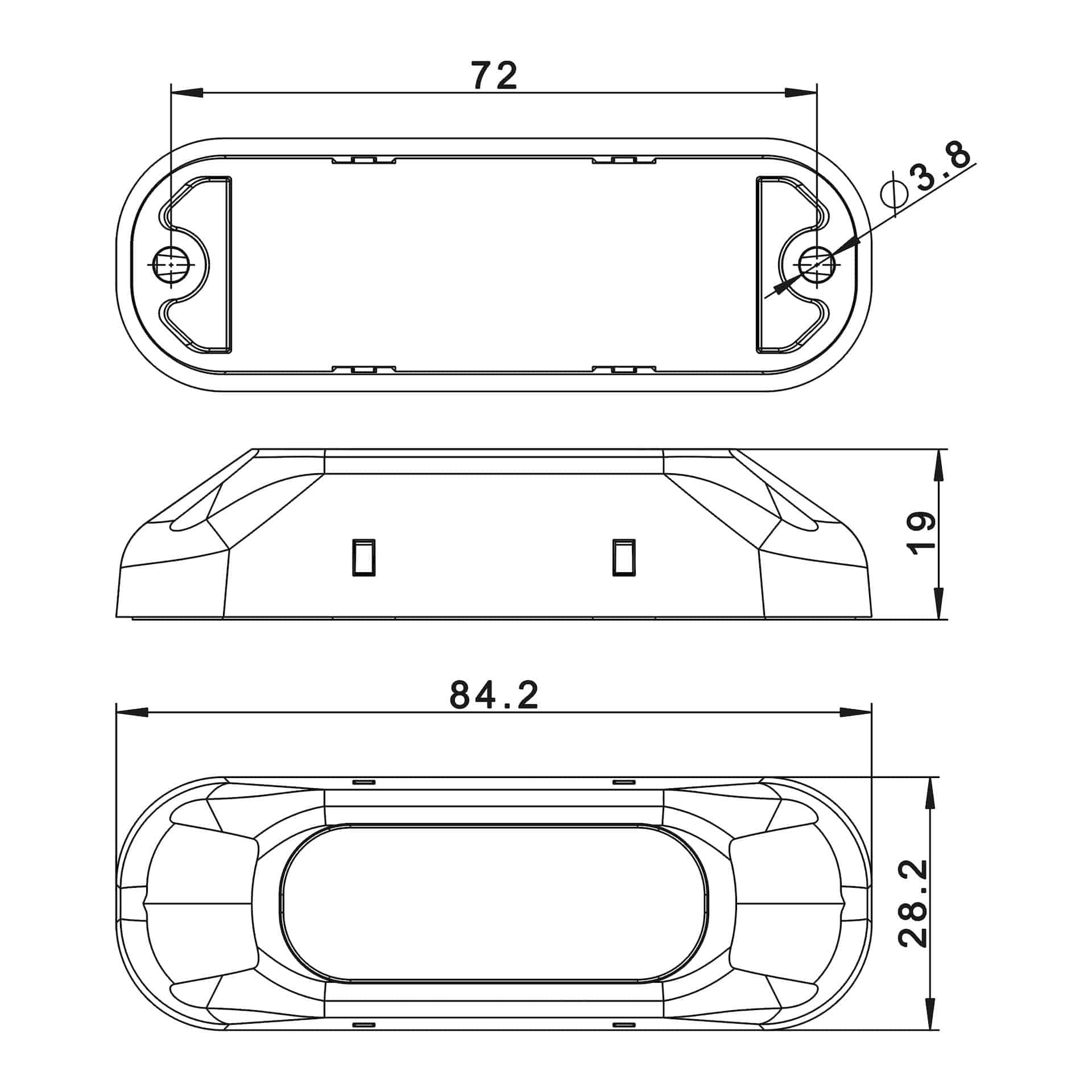 R65 LED Flitser 3 LED's Amber 10 - 30V-S10F3200A-6