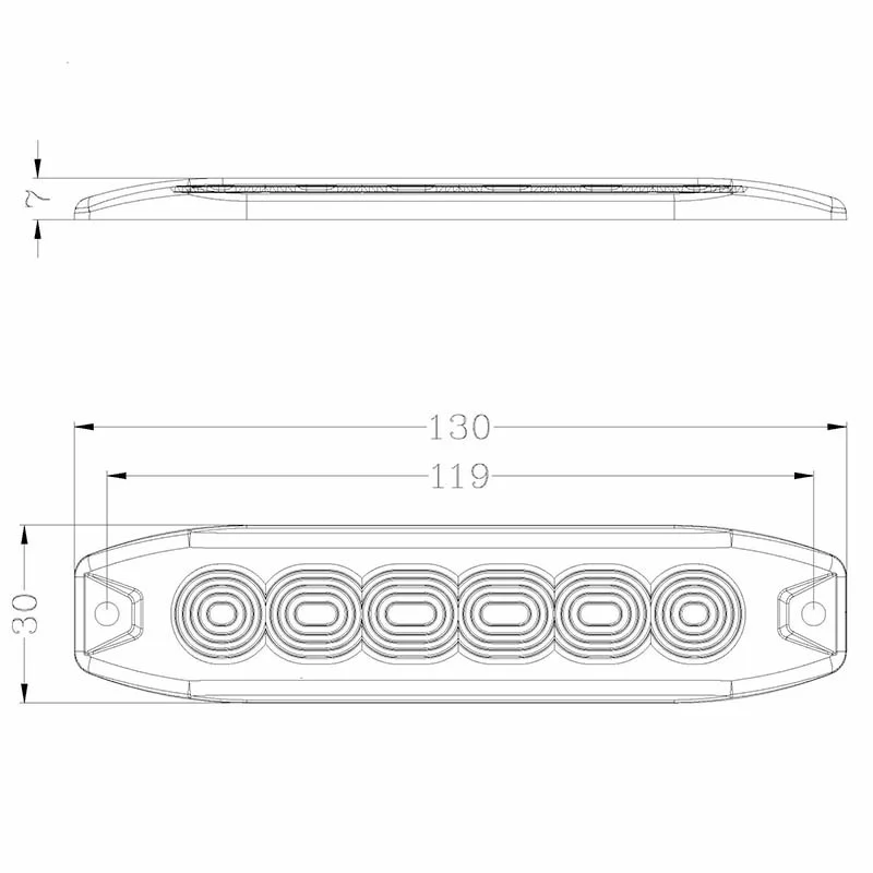R65 Slimline LED flitser 6 LED's Amber 10 - 30V | S07F6100.1-S07F6100.1-3