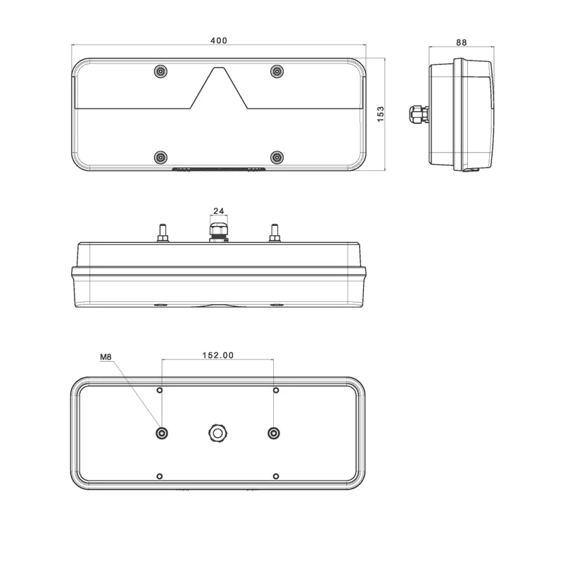 Rechts | LED Trailerlamp | dynamisch knipperlicht | 9-36v | 200cm. kabel | VC-1012-VC-1012-7