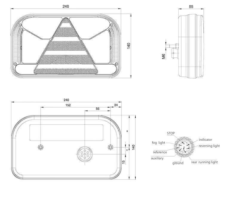 Rechts | LED achterlicht met kentekenlicht | 12-36v | 7-PIN | V10C7-552B7-V10C7-552B7-5