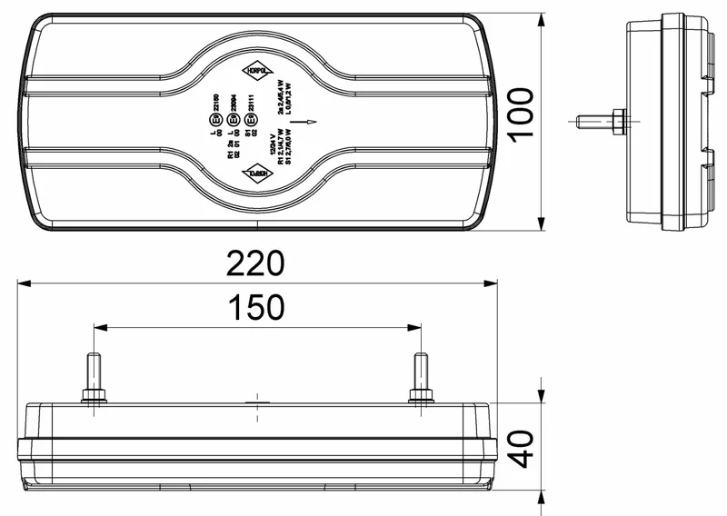 Rechts | LED achterlicht | neon | kentekenverlichting | 12-36v | 50cm. kabel | VC-3652-VC-3652-7