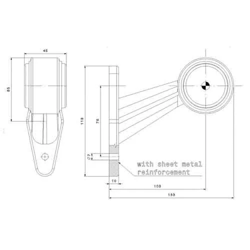 Rechts | LED breedtelamp | schuine steel | 12-36v | 1