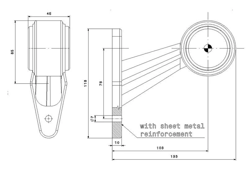 Rechts | LED breedtelamp | schuine steel | 12-36v | 20cm. kabel | M10BV-302RW-M10BV-302RW-5