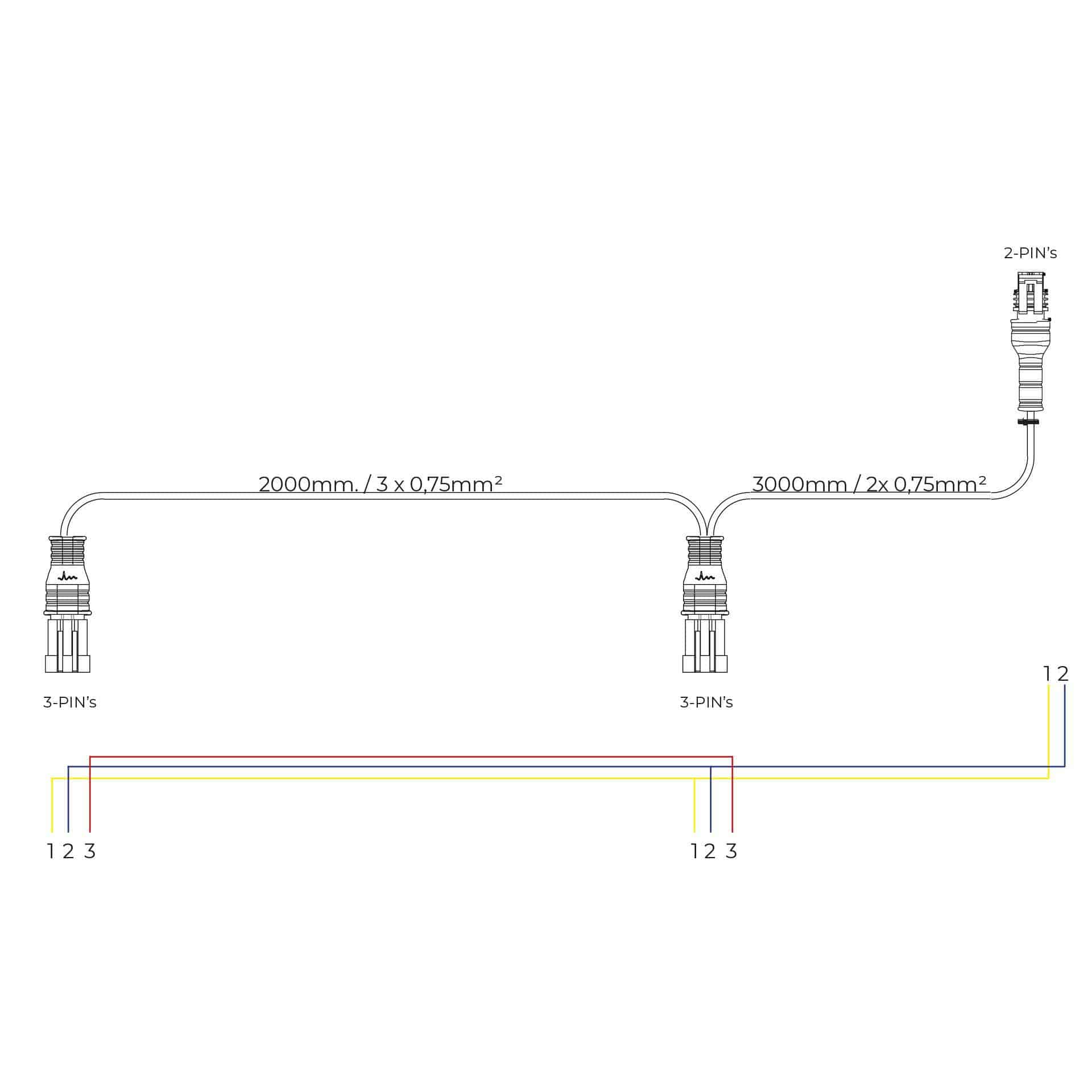 Y-kabel Superseal tbv. Flitser 1x 2-PIN | 2x 3-PIN-KS1-6330-4