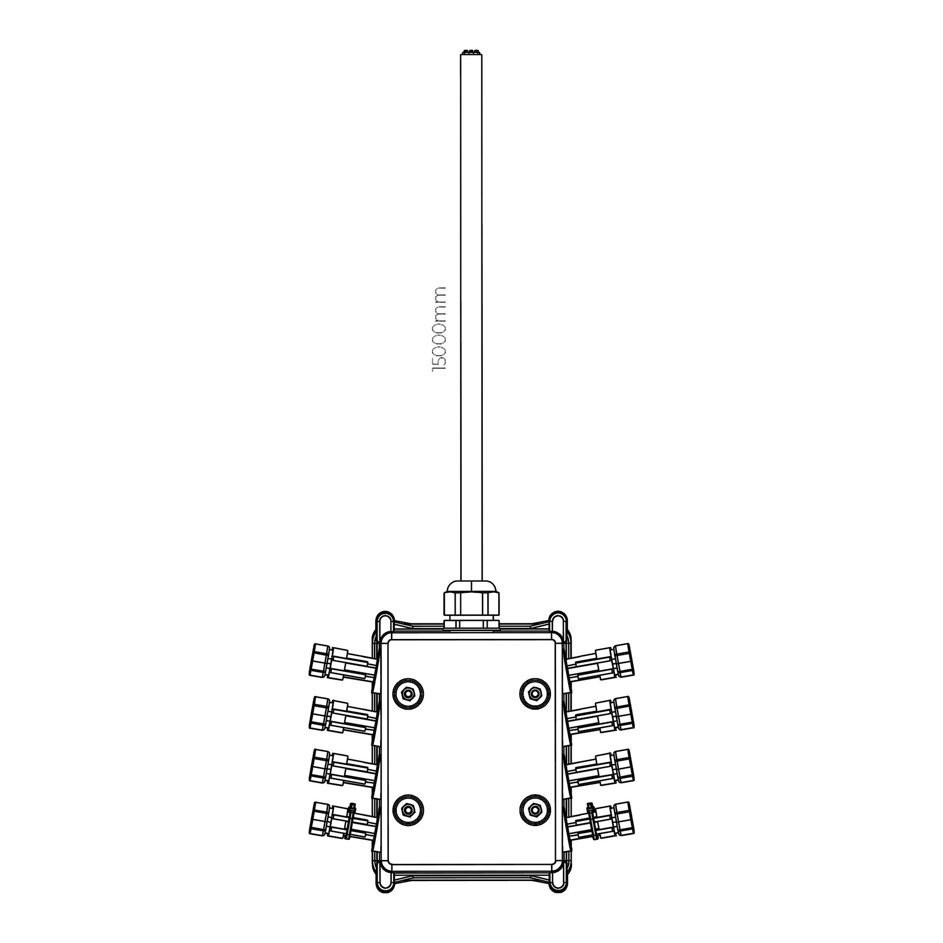 Junctionbox 16x uitgang | 15m kabel | 1 x 2