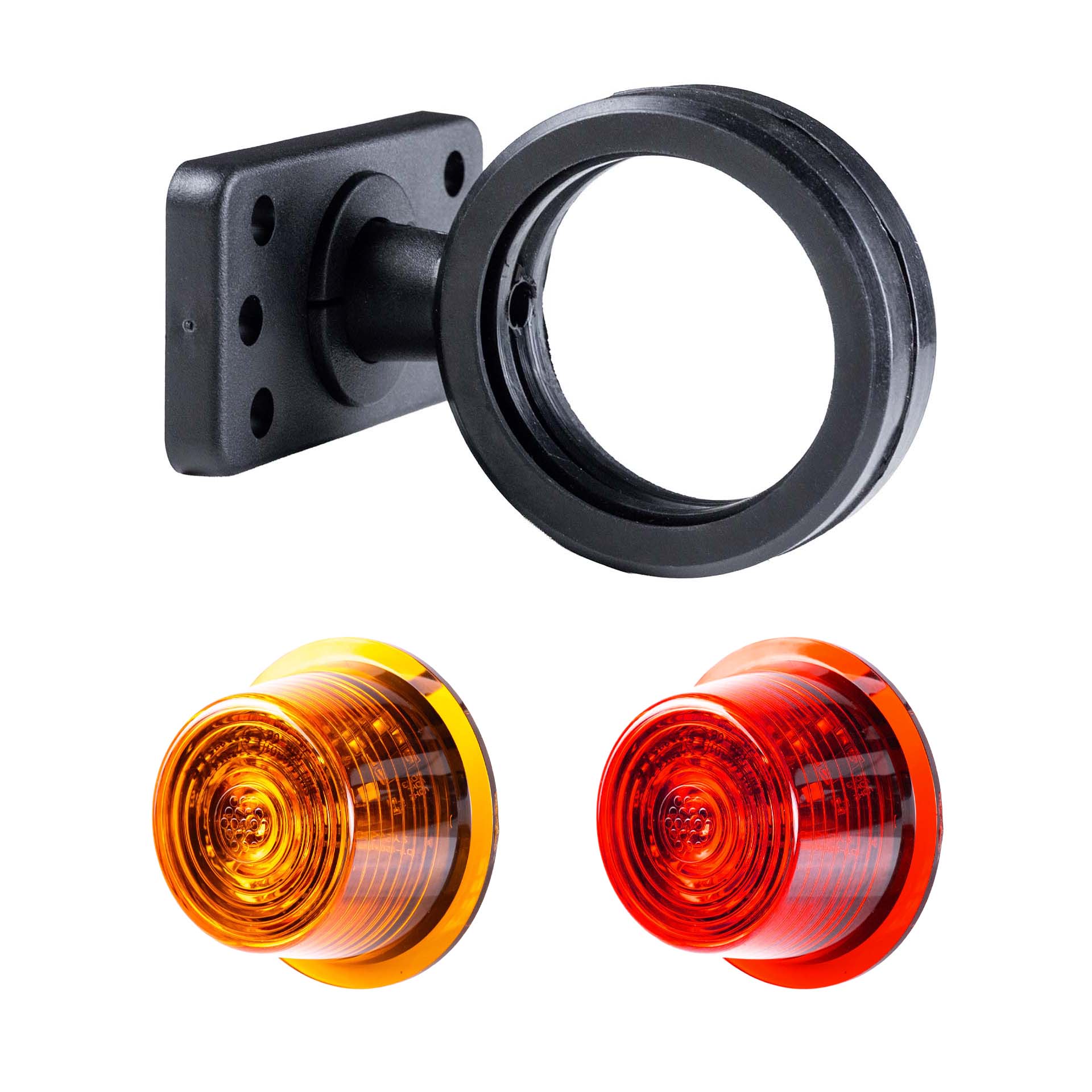 LED breedtelamp set 12-24v | rood-amber | korte paal-MB-3030RA-SET-2